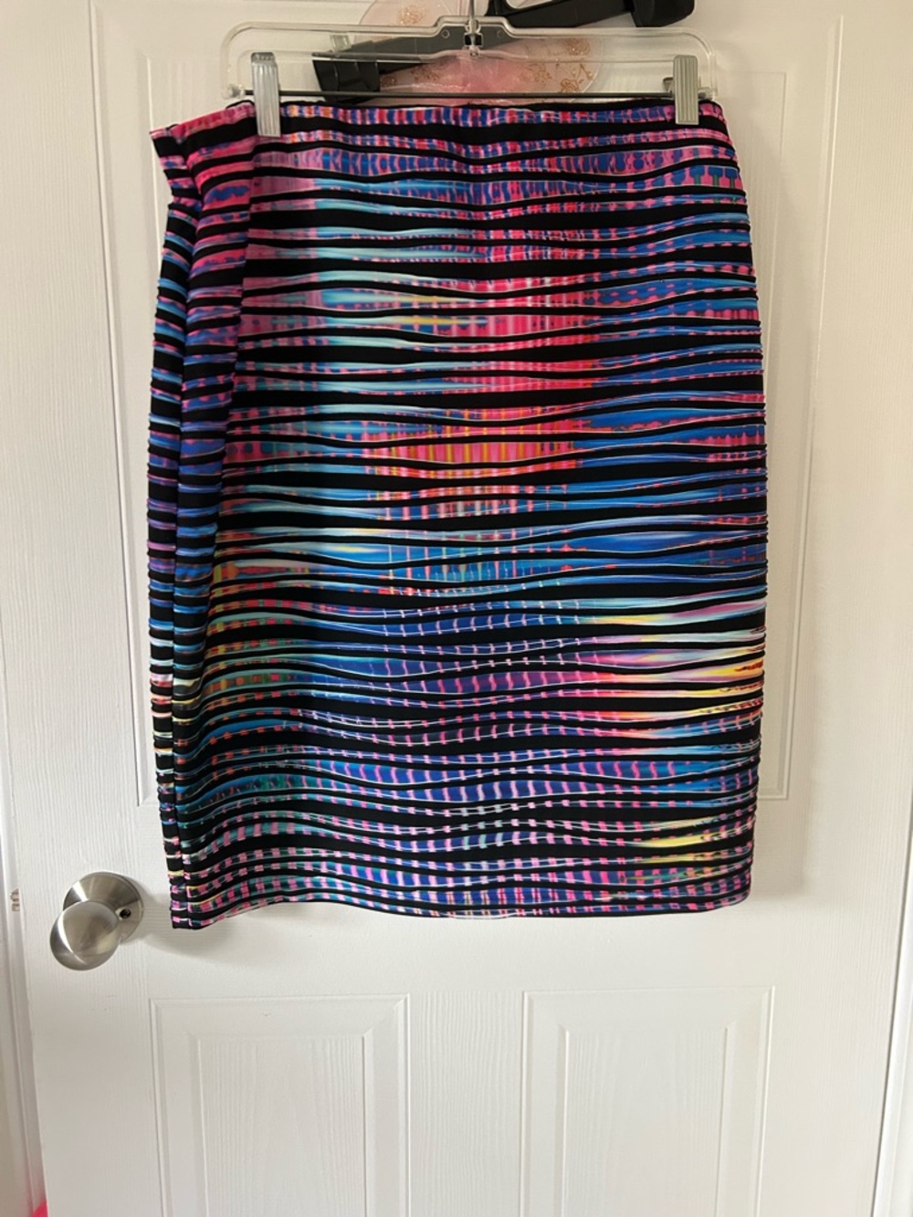 Joseph Ribkoff Multicolor Striped Pencil Skirt in Blue, Pink, Purple, Black